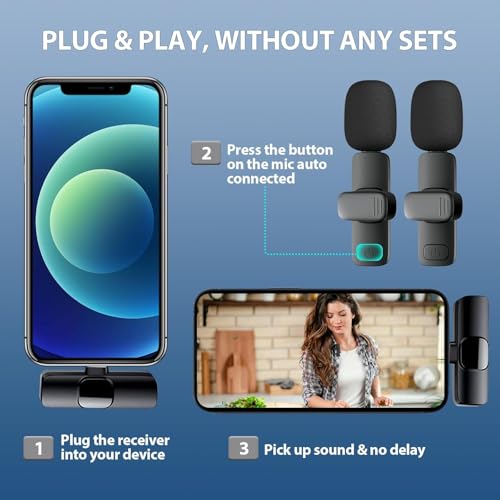 CHAMPKIA K9 Dual Wireless Lavalier Microphone for All Smartphones | Noise Cancellation Dual Mic Set with Receiver for Recording Interviews, Vlogs, YouTube, Reels - Image 5
