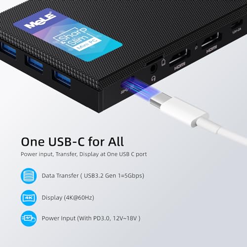 MeLE Fanless Mini PC Quieter3C 11th Gen N5105 16GB 512GB, Micro Computer WiFi 5 Small Desktop Service with USB-C PD, Gigabit Ethernet, Dual HDMI 4K, Auto Power on, PXE Support M.2 SSD - Image 2