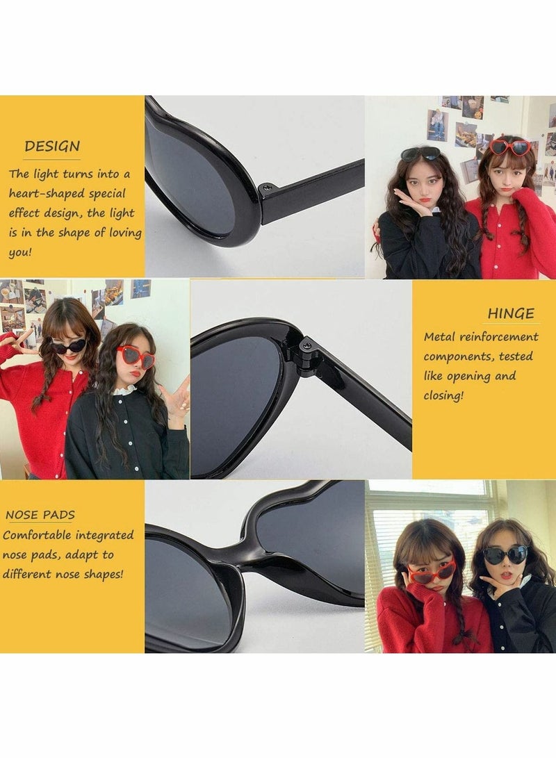 SYOSI Heart Sunglases,  Peach Heart Special Effects Sunglases Funny Light Diffraction Eyeglases Heart Light Glases Magnetic Glases Clip-on Sunglases Plastic Frame for Night Driving - Image 3