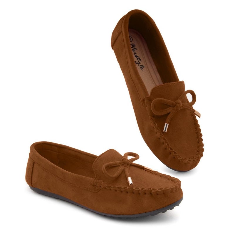 Herstyle Loafers for Women â€“ Slip-On Business Flats Shoes | Dressy Casual Walking Flats with Memory Foam Insole | Lightweight & Comfortable Moccasins for Office & Travel, 2024Cognac, Size 11.0, Canal - Image 3