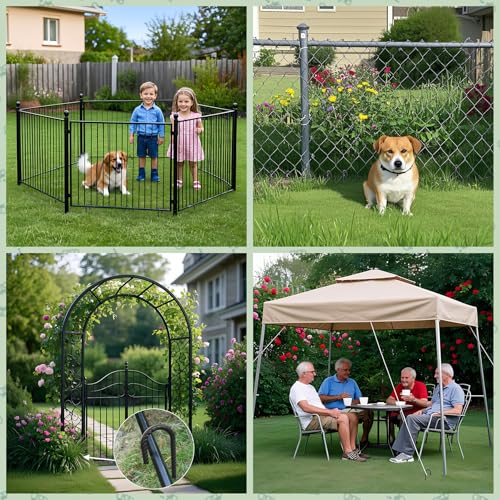 VVOKGO Rebar Stakes 16 Inches J Hook Heavy Duty Chain Link Fence Stakes, 8 Pcs Metal Long Tent Spikes Ground Anchors for Wire Fencing, Dogs Digging, Camping Tents, Swings, Greenhouse, Black - Image 5
