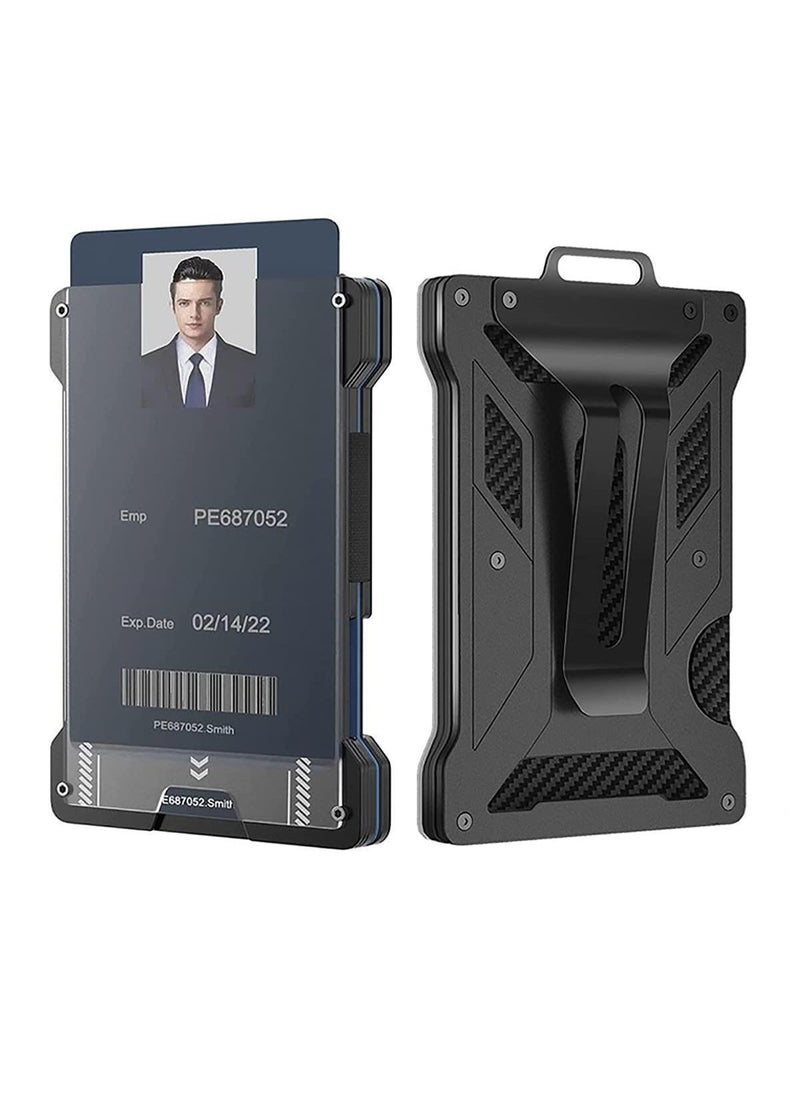 Ultra-Thin Minimalist Wallet For Men Slim Aluminum Metal Money Clip with Transparent Work RFID Metal Wallet Work ID Card Holder Business Card Holder with Clear Window ID Badge Clip Cash Card  (Black) - pzsku/Z1295D784529AC90A4DA8Z/45/_/1700798565/9dad7c0c-6690-4f1f-b386-e45011641353