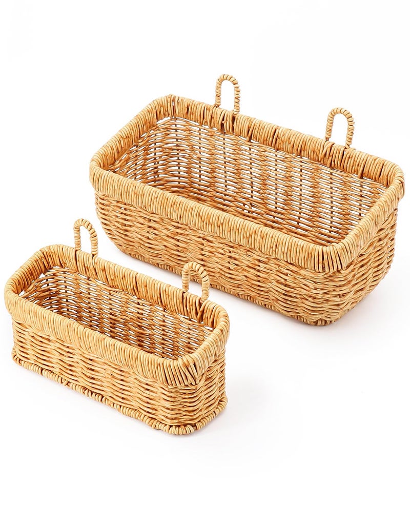 AceList Wall Hanging Basket  Boho Style Hand-Woven Hanging Storage Baskets - Set of 2  Ideal for Boho Room Decor  Kitchen  Garden  and Living Room - Image 1