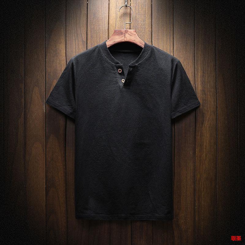 Cotton And Linen Short-Sleeved T-Shirt Men'S Top Loose Linen Material T-Blood Thin Fat Half-Sleeved Plus Size Men'S T-Shirt - Image 4