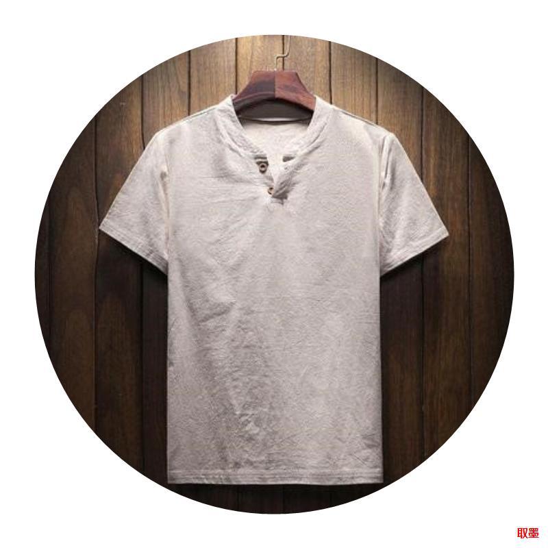Cotton And Linen Short-Sleeved T-Shirt Men'S Top Loose Linen Material T-Blood Thin Fat Half-Sleeved Plus Size Men'S T-Shirt - Image 5