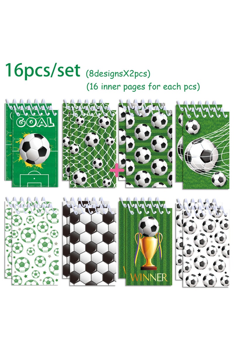 إيروريكس 16 قطعة - XQ016، 16 قطعة من دفاتر الملاحظات الصغيرة الحلزونية بتصميمات كرة القدم وحوريات البحر والحيوانات، دفتر ملاحظات حلزوني