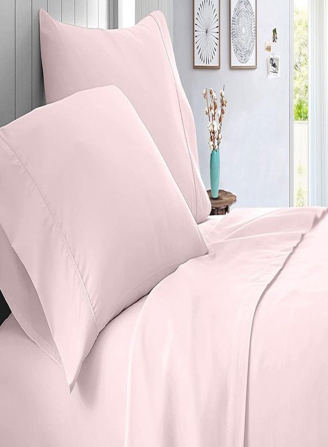 EASY BEDDING 800 Thread Count 4 Piece Bedding Set Includes- 1 Flat Sheet, 12" Deep Pocket Fitted Sheet & 2 Pillow Cover- 100% Cotton Premium Bedsheet Set -Pink Solid,King Size. - Image 4