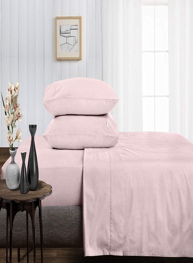 EASY BEDDING 800 Thread Count 4 Piece Bedding Set Includes- 1 Flat Sheet, 12" Deep Pocket Fitted Sheet & 2 Pillow Cover- 100% Cotton Premium Bedsheet Set -Pink Solid,King Size. - Image 3