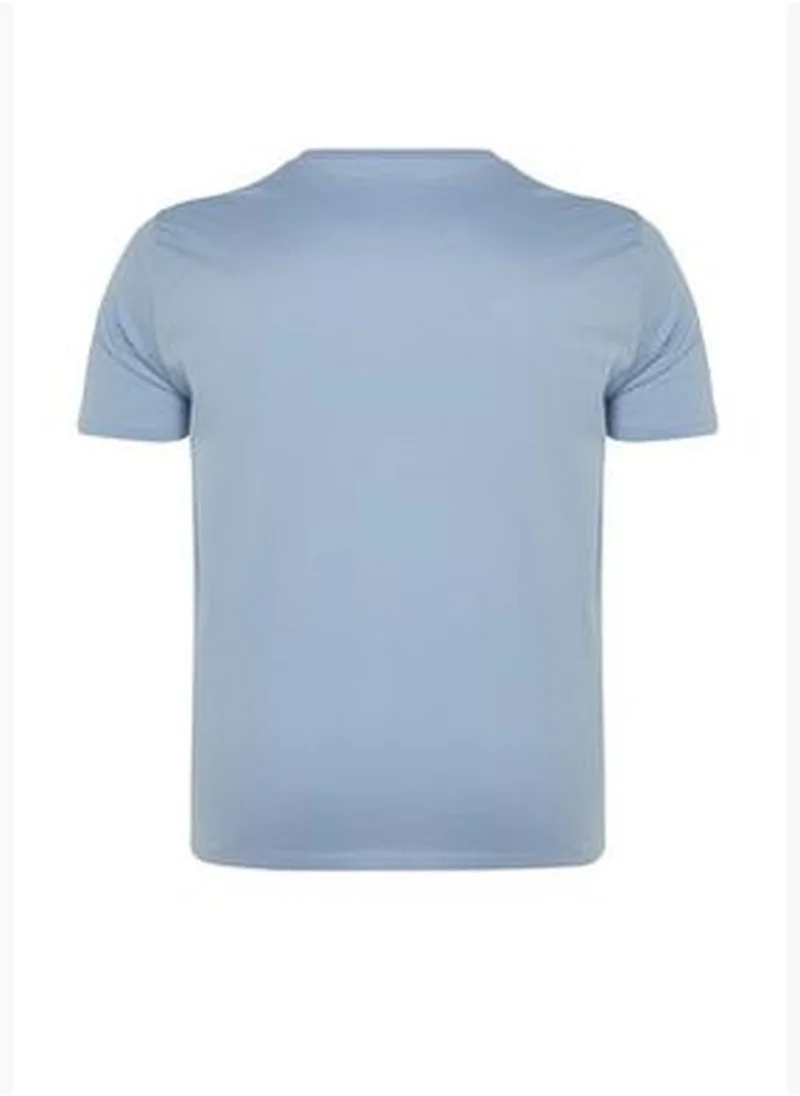 trendyol Blue Men's Plus Size Regular/Regular Cut. Comfortable 100% Cotton Basic T-shirt.
