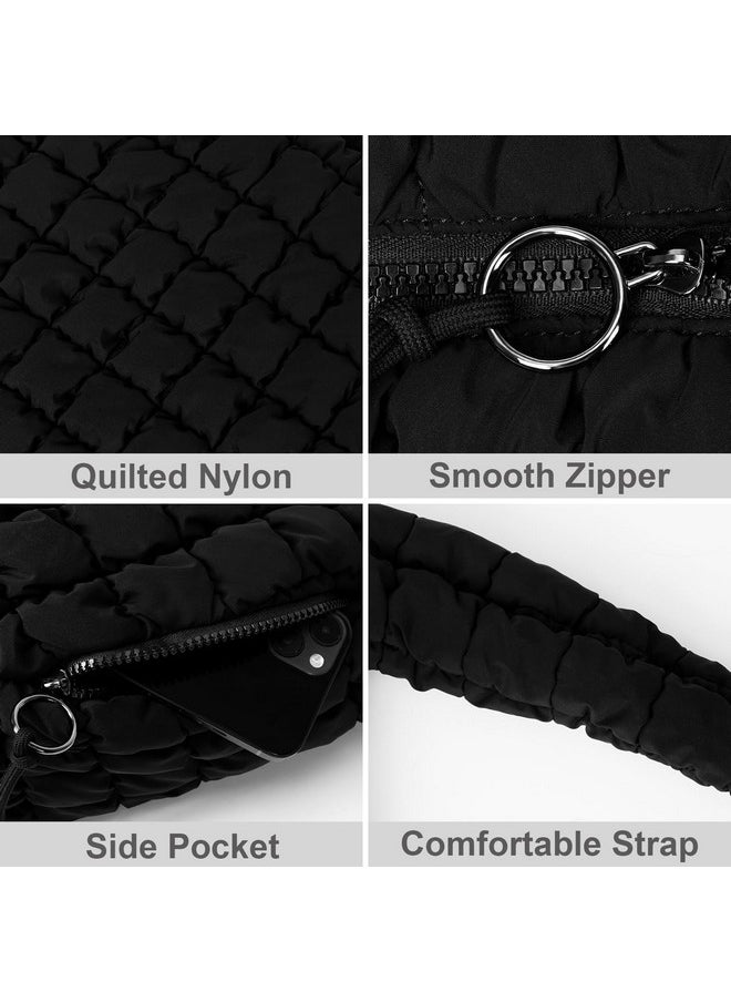 Juoxeepy Juoxeepy Quilted Tote Bag Large Quilted Carryall Puffer Shoulder Bag Lightweight Quilted Padding Hobo Bag Quilted Bag, Black  - Image 3