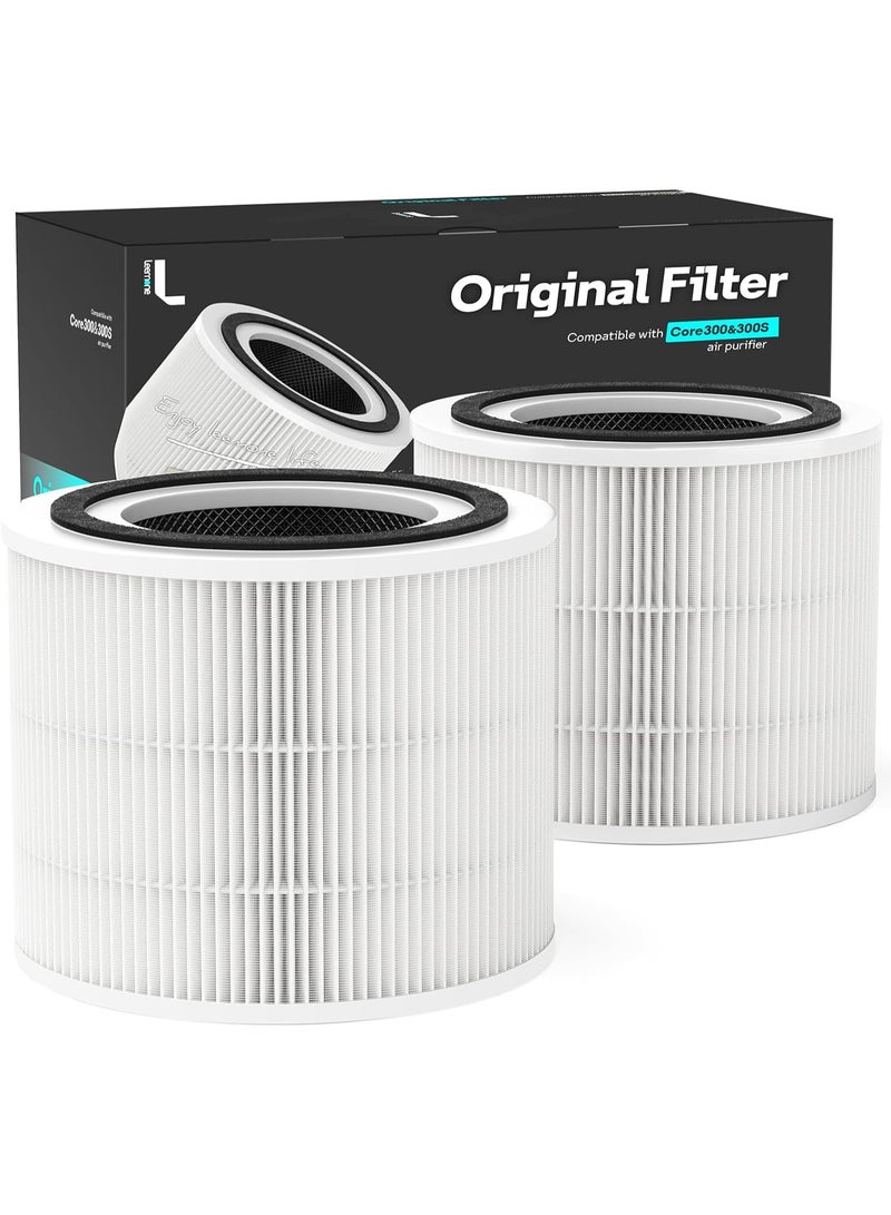 Leemone Core 300 True HEPA Replacement Filter, for LEVOIT Core 300 & 300S, 3-in-1 Filtration System with High-Efficiency Granular Activated Carbon, Core300-RF (2 Pack) - Image 1