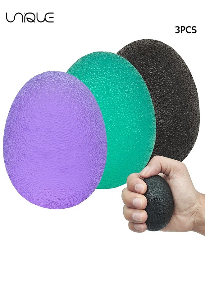 Unique Hand Grip Strength Trainer, Stress Relief Ball for Adults and Kids, Wrist Rehab Therapy Hand Grip Equipment Ball Squishy Tools - Set of 3 Finger Resistance Exercise Squeezer, 3 Color  - Image 1