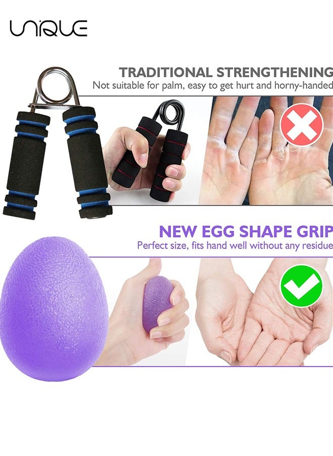 Unique Hand Grip Strength Trainer, Stress Relief Ball for Adults and Kids, Wrist Rehab Therapy Hand Grip Equipment Ball Squishy Tools - Set of 3 Finger Resistance Exercise Squeezer, 3 Color  - Image 5
