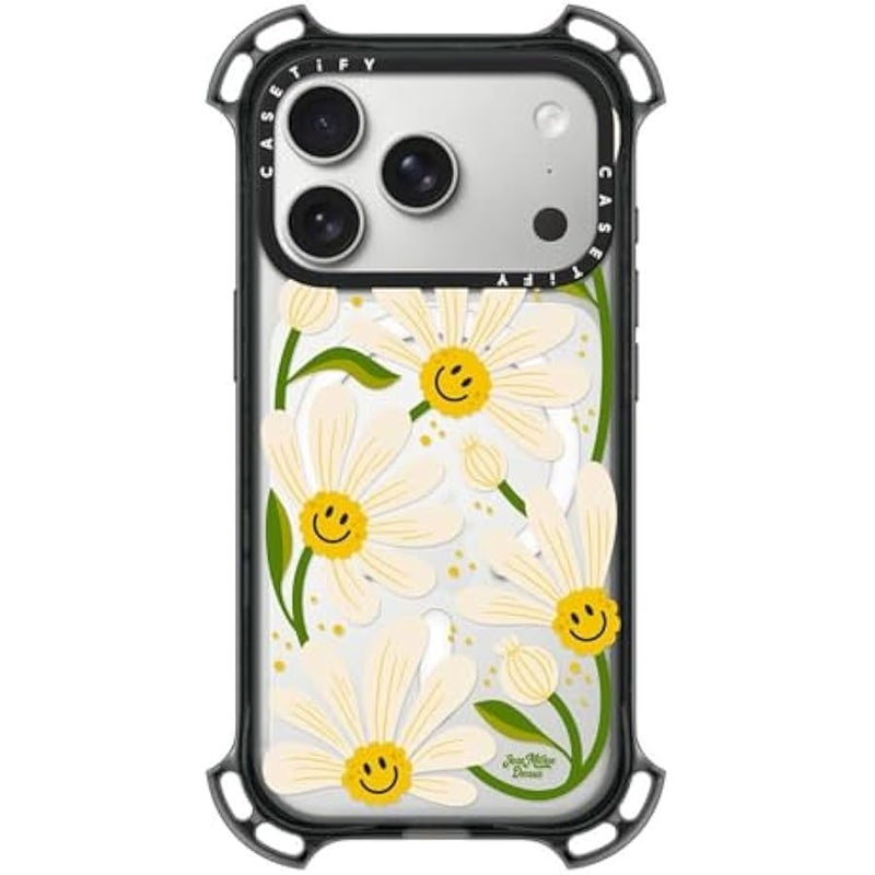 Casetify Bounce iPhone 17 Pro Case 【Shockproof/Compatible with Magsafe / 21.3 ft. 7X Military Grade Drop Protection】 - 90s Daisy - Clear Black - Image 1