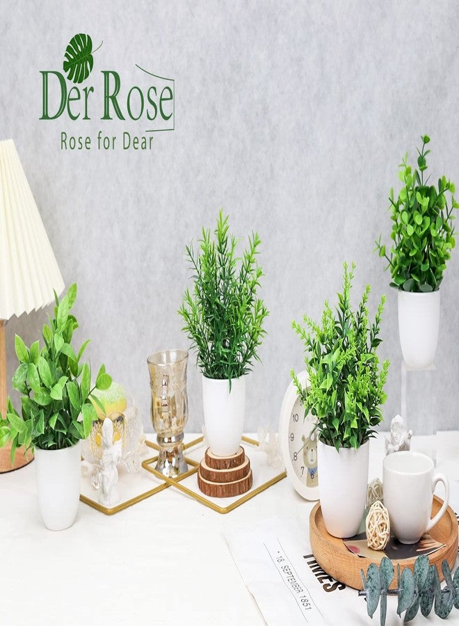 Der Rose Faux Plants Indoor, 4 Pack Small Fake Plants Mini Artificial Plants in Pots for Home Office Shelf Farmhouse Bathroom Decor - Image 3