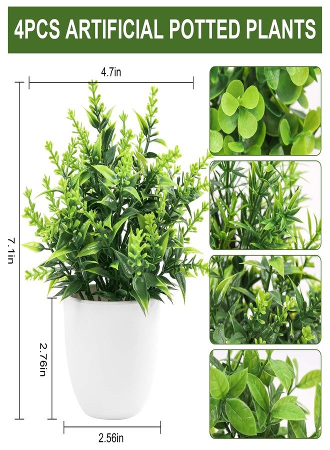 Der Rose Faux Plants Indoor, 4 Pack Small Fake Plants Mini Artificial Plants in Pots for Home Office Shelf Farmhouse Bathroom Decor - Image 2