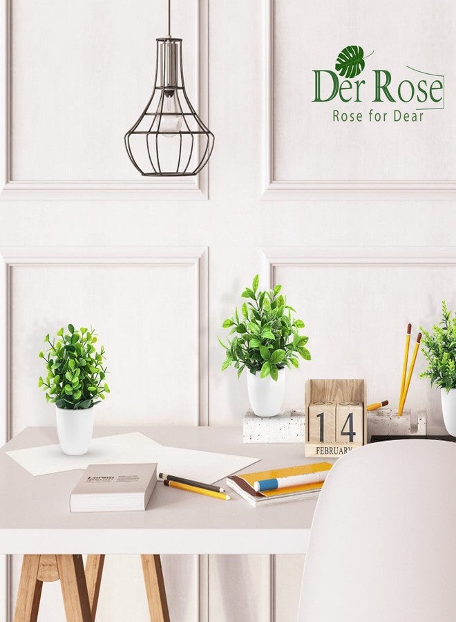 Der Rose Faux Plants Indoor, 4 Pack Small Fake Plants Mini Artificial Plants in Pots for Home Office Shelf Farmhouse Bathroom Decor - Image 5