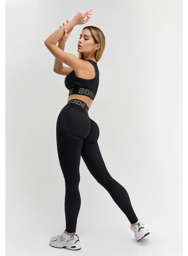 Bona Fide Extra "Black Skin" Bona Fide Premium Quality Leggings for Women with Unique Design and Push Up - High Waisted Tummy Control Legging for Women | Best Price UAE