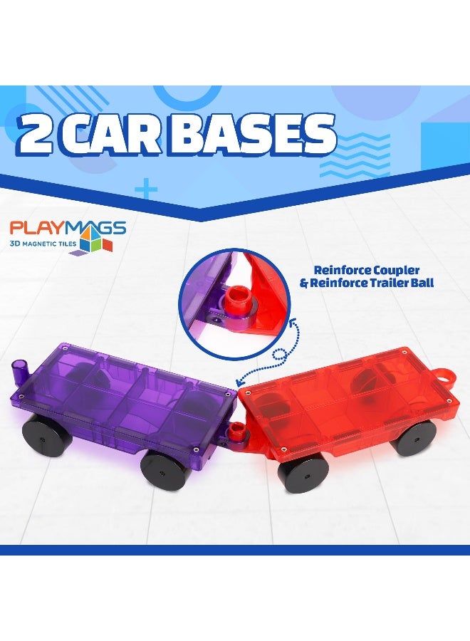 Playmags 2 Piece Car Set with Stronger Magnets STEM Toys for Kids Use with All Magnetic Tiles and Blocks Sturdy Super Durable with Vivid Clear Color Tiles Colors May Vary - Image 3