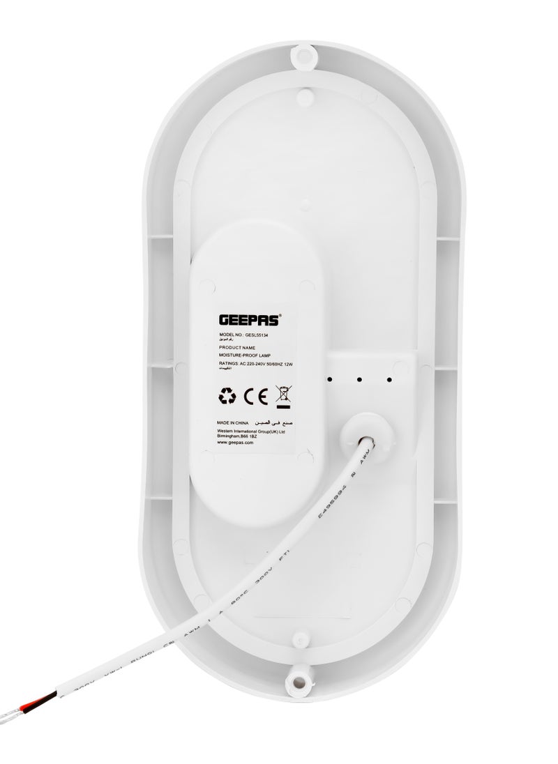 GEEPAS Geepas 12W Moisture Proof LED Lamp, IP65, 25000 Hours Lifetime, Plastic + Aluminium Housing, Color Temperature 6500K, 80 Percent Energy Saving, Lumens-1150LM  - Image 4