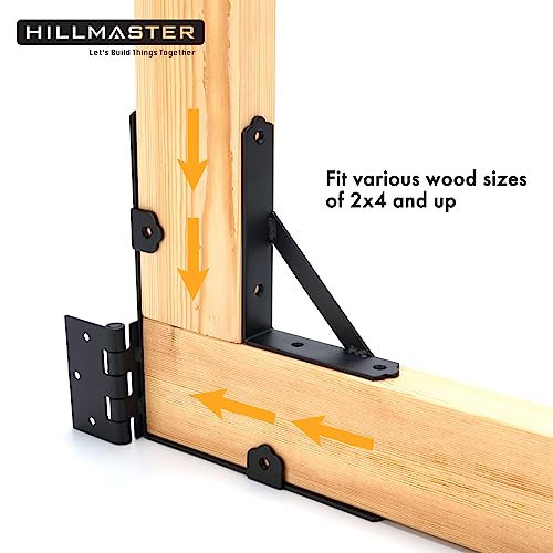 HILLMASTER Anti Sag Gate Frame Kit Gate Corner Brace Bracket Heavy Duty Adjustable Gate Hardware with Gate Latch for Wooden Fences,Driveway Gates,Shed Doors,Corral Gates,Wood Windows - Image 3