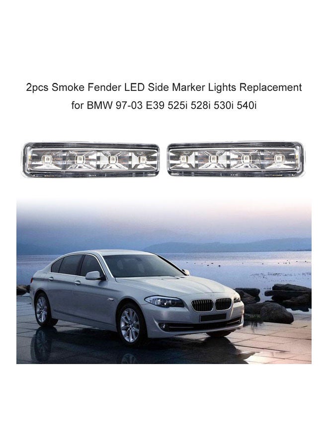 NIBEMINENT 2-Piece Smoke Fender LED Side Marker Lights Replacement For BMW (97-03) E39 525i 528i 530i 540i - Image 2