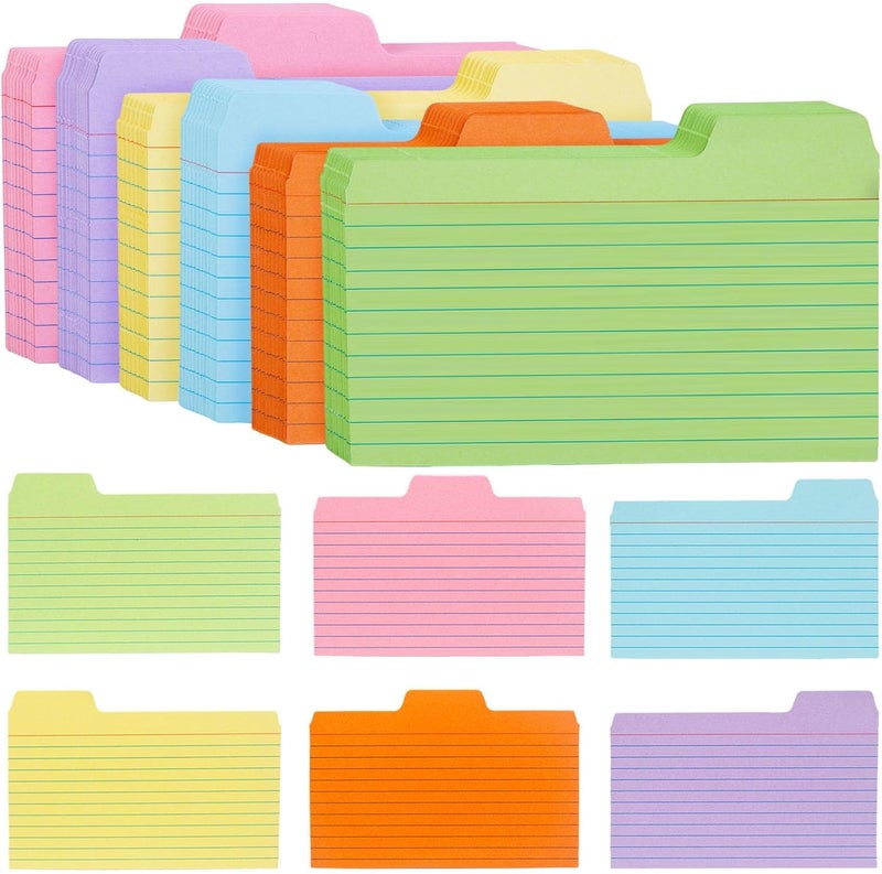 Koogel Index Cards 3x5, 252PCS Colored Flash Card Dividers with Tabs, Dividers Notecards Memo Scratch Pad for Studying Color Coding Project School Supplies Learning Recipe Note Taking To Do List - Image 1