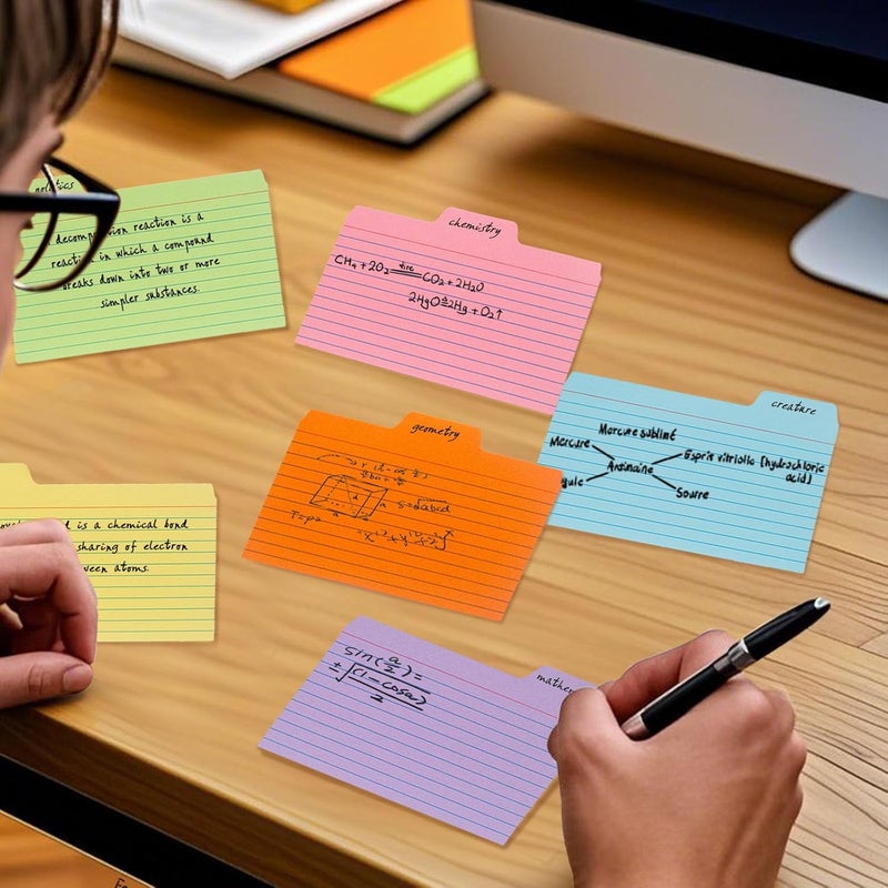 Koogel Index Cards 3x5, 252PCS Colored Flash Card Dividers with Tabs, Dividers Notecards Memo Scratch Pad for Studying Color Coding Project School Supplies Learning Recipe Note Taking To Do List - Image 2