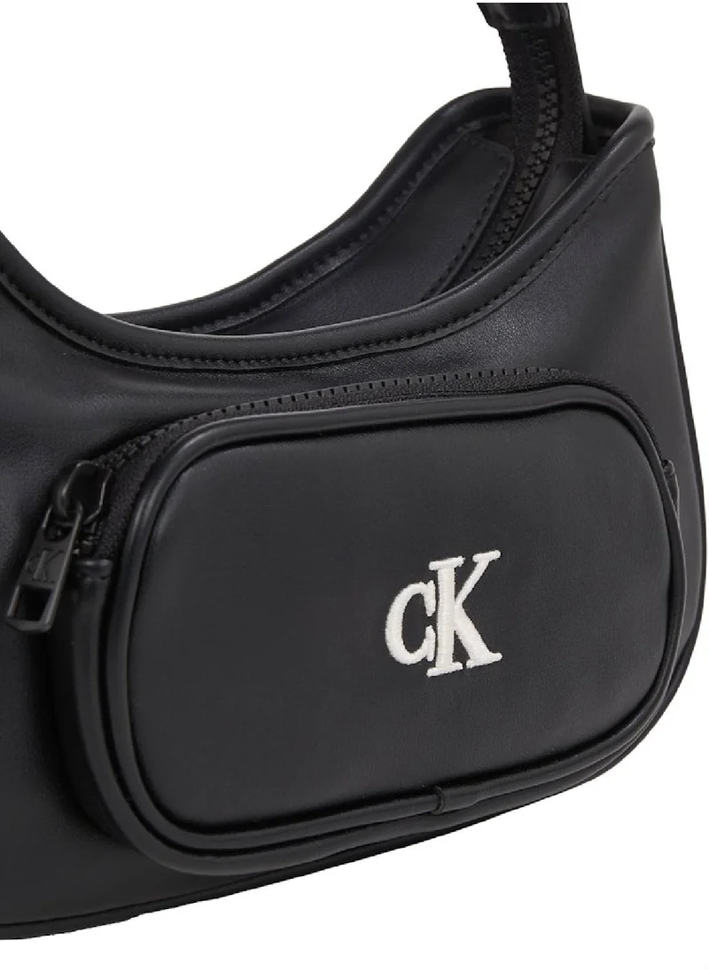 Calvin Klein Jeans Kids' Logo Shoulder Bag - Faux Leather, Black