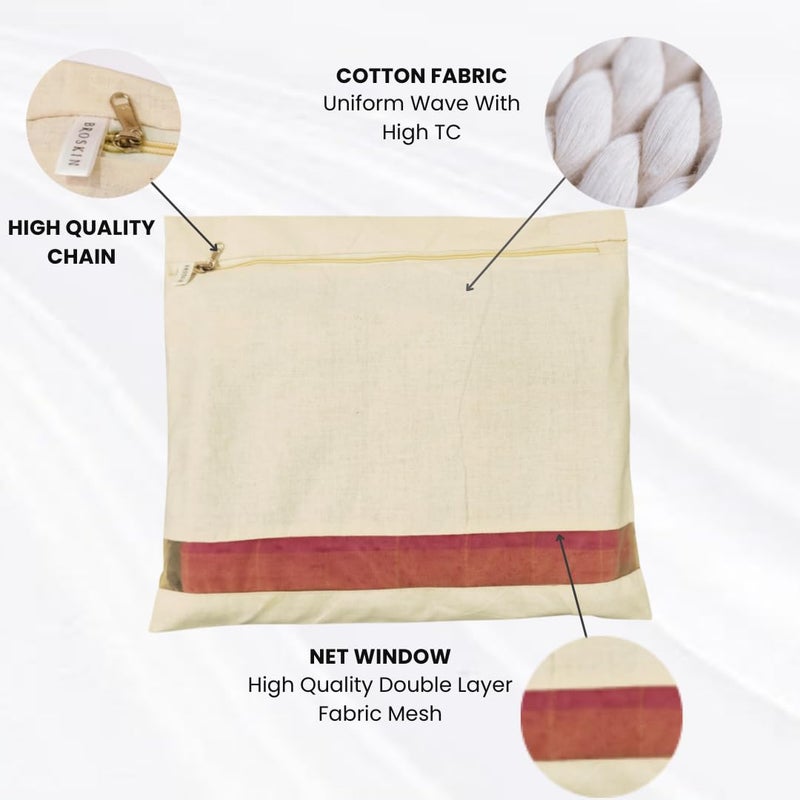 BROSKIN BROSKIN Cotton Big Saree Covers For Silk Saree Tops Dress Lehengas Clothes with Zip Closure Cotton Saree Bags with Transparent Breathable Window for Wardrobe Organizer Pack Of 18 18 X 15 Inches - Image 3