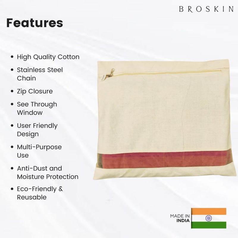 BROSKIN BROSKIN Cotton Big Saree Covers For Silk Saree Tops Dress Lehengas Clothes with Zip Closure Cotton Saree Bags with Transparent Breathable Window for Wardrobe Organizer Pack Of 18 18 X 15 Inches - Image 5