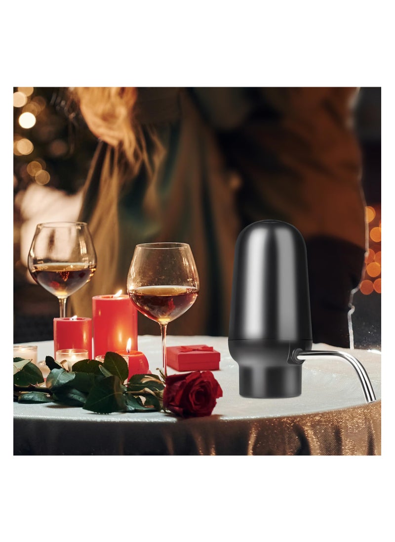 SYOSI - Smart Electric Wine Aerator Dispenser, Electric Wine Aerator Pourer, Wine Decanter Pump Dispenser Set Rechargeable Design with Micro USB Cable, Pump Dispenser Perfect for Perfect Pouring（BLACK) - Image 1