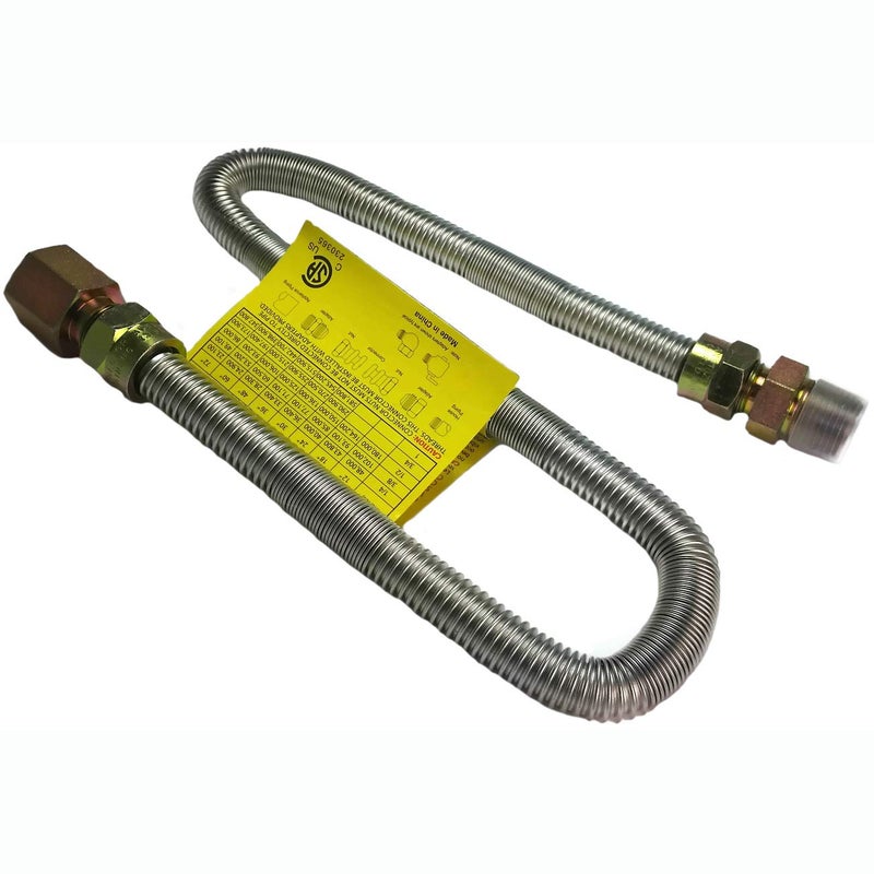 Midwest Hearth Whistle Free Gas Flex Line for Fire Pit and Fireplace Stainless Steel 24 Long