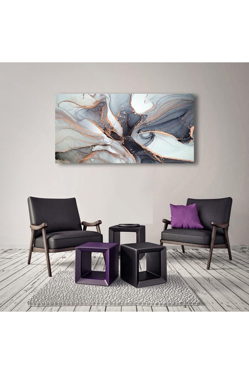 EMODA Abstract Line Large Wall Art Painting Modern Minimalist Canvas 60x120 cm Wrap Framed - Image 3