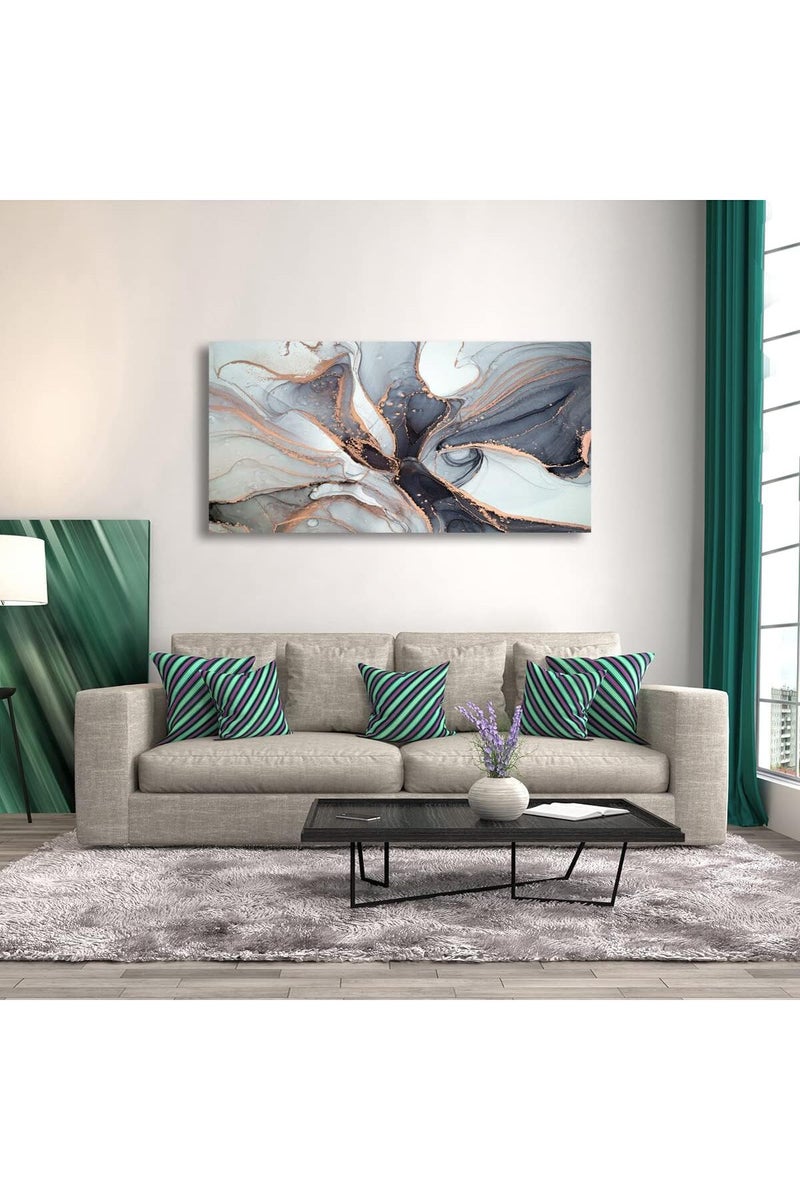 EMODA Abstract Line Large Wall Art Painting Modern Minimalist Canvas 60x120 cm Wrap Framed - Image 4