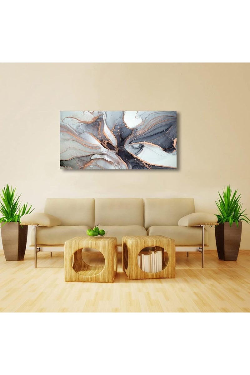 EMODA Abstract Line Large Wall Art Painting Modern Minimalist Canvas 60x120 cm Wrap Framed - Image 5