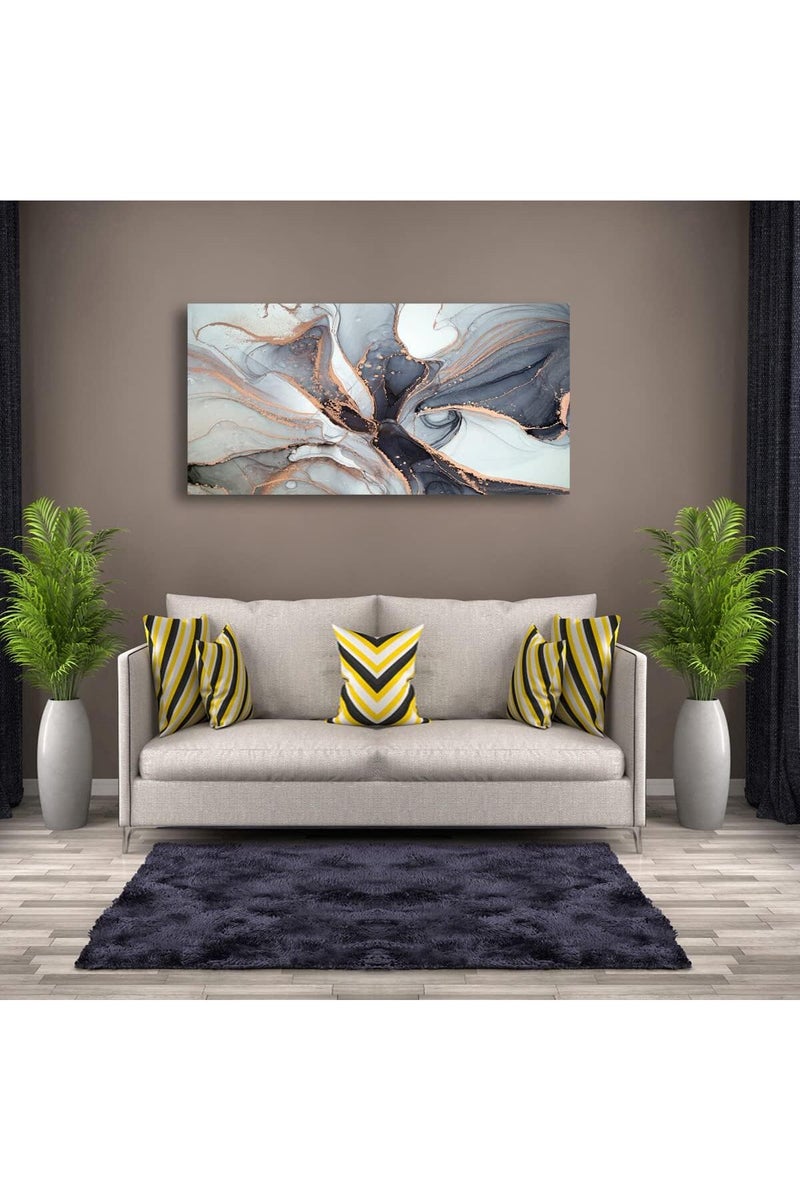 EMODA Abstract Line Large Wall Art Painting Modern Minimalist Canvas 60x120 cm Wrap Framed - Image 2