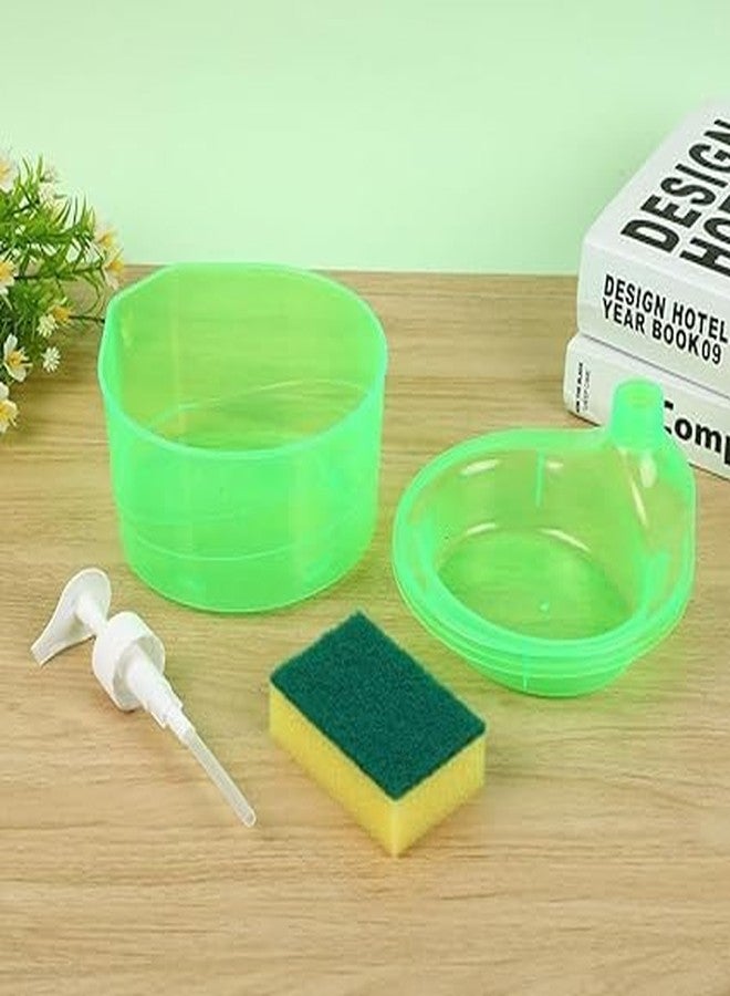 APURK Liquid soap Dispenser Double Layer 2 in 1 Pump and Sponge Dish Washing Soap Dispenser Sponge Holder (Pack of 1) Multicolor - Image 2