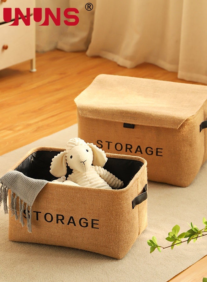 UNUNS Storage Box with Lid,Fabric Storage Basket,Clothes Organizer,Wardrobe Storage,Closet Organizer,Organizer for Clothes,Box for Clothes,Storage Boxes for Livingroom Clothes Toys Home,37x26x22cm - Image 4