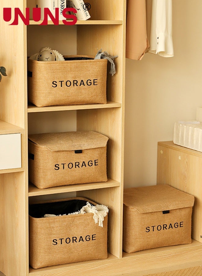 UNUNS Storage Box with Lid,Fabric Storage Basket,Clothes Organizer,Wardrobe Storage,Closet Organizer,Organizer for Clothes,Box for Clothes,Storage Boxes for Livingroom Clothes Toys Home,37x26x22cm - Image 5