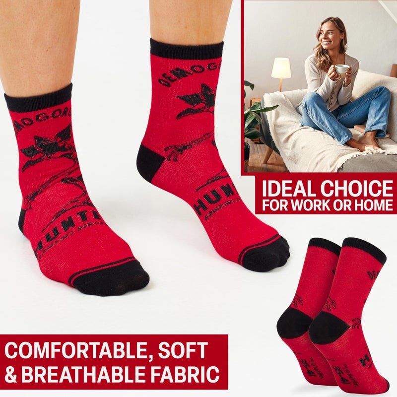 Stranger Things Crew Socks for Women & Teens US Size 4-9, Pack of 5 Soft Breathable Warm Novelty Socks, Gifts for Women (4/9 US, Multi Red) - Image 3