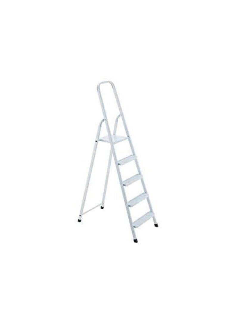 KNP KNP White Heavy Duty Steel Ladder (5 Step) provides reliable stability and durability for a wide range of tasks, from maintenance and painting to storage and repairs. 
