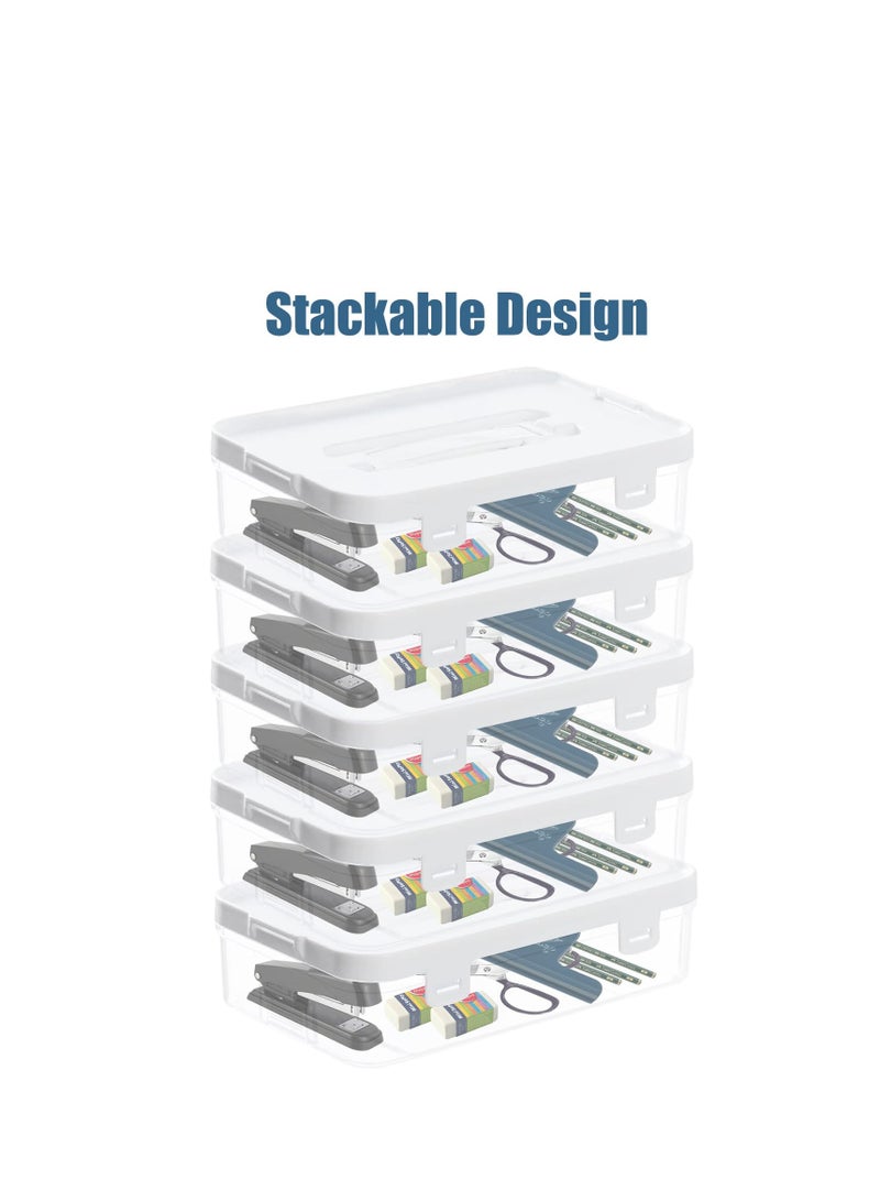 Captaintech 3-Pack Clear Portable Project Case, Plastic Storage Bins with Latching Lids, Stackable Organizer for Files, Photos, Documents, Crafts, and Art Supplies. - Image 2