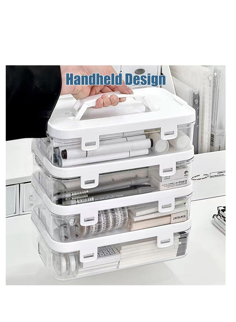 Captaintech 3-Pack Clear Portable Project Case, Plastic Storage Bins with Latching Lids, Stackable Organizer for Files, Photos, Documents, Crafts, and Art Supplies. - Image 3