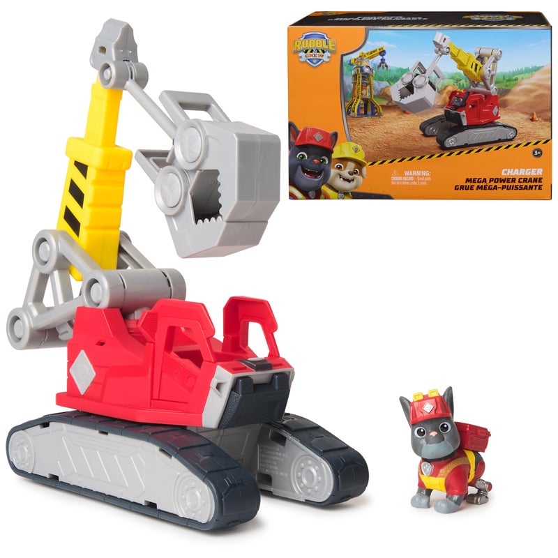 Rubble & Crew Charger's Mega Power Crane, Toy Truck with Charger Figure & 2 Detachable Tools, PAW Patrol Kids Toys for Boys & Girls Ages 3 and Up - Image 1