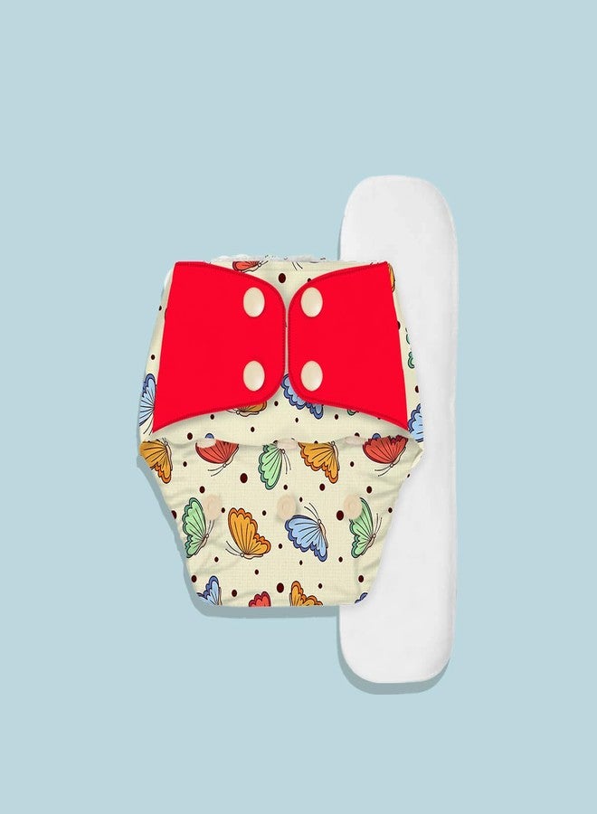 SNUGKINS Regular Cloth Diapers for Babies 3 Months-3 Years (5-17kg) | Washable & Reusable | 1 Cloth Diaper & 1 Wet-Free Microfiber Terry Soaker | Butterfly Kisses - Image 2