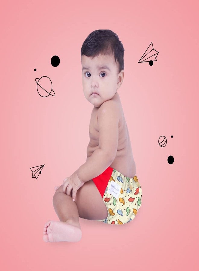 SNUGKINS Regular Cloth Diapers for Babies 3 Months-3 Years (5-17kg) | Washable & Reusable | 1 Cloth Diaper & 1 Wet-Free Microfiber Terry Soaker | Butterfly Kisses - Image 4