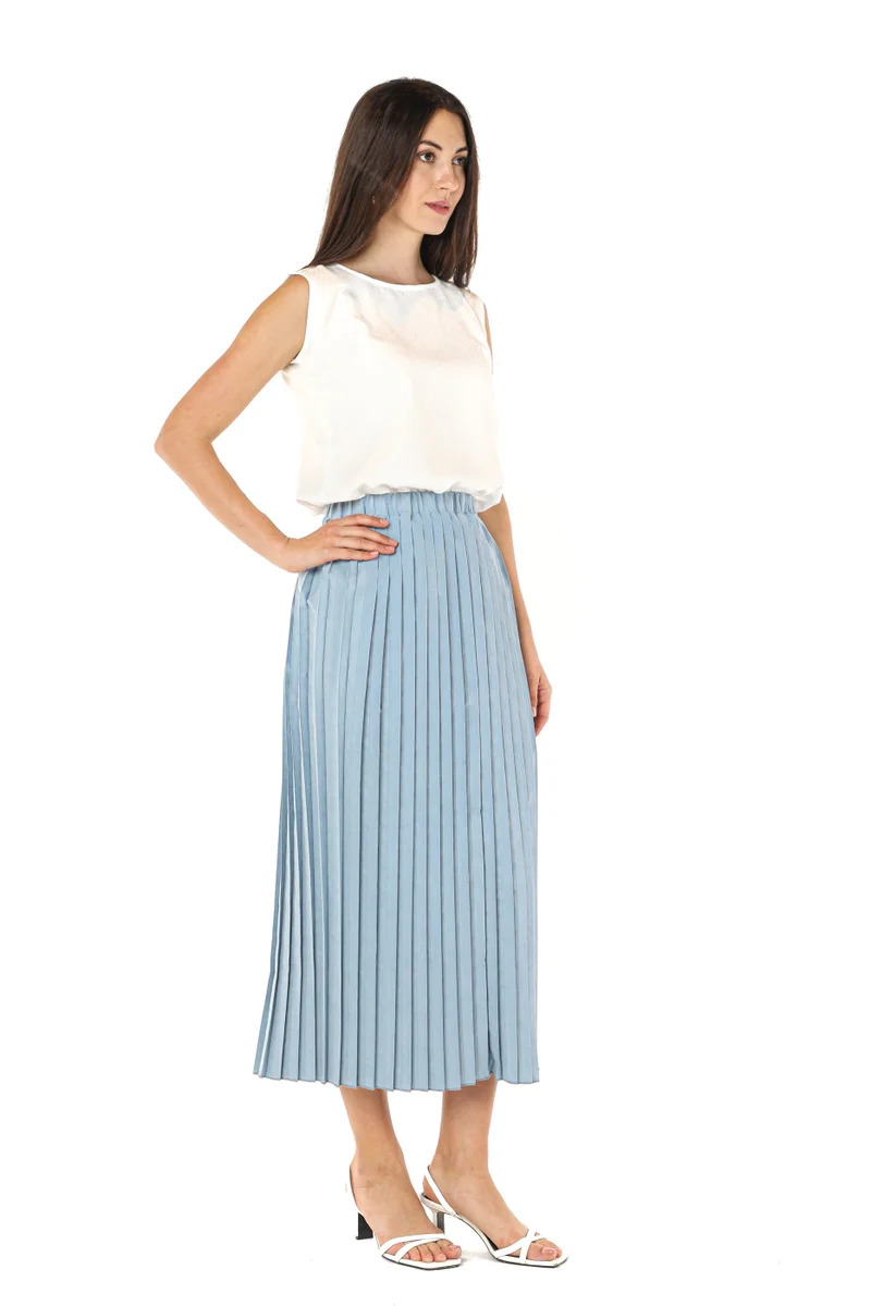 Moistreet  Pleated High Waist Midi Skirt for Women | Best Price UAE