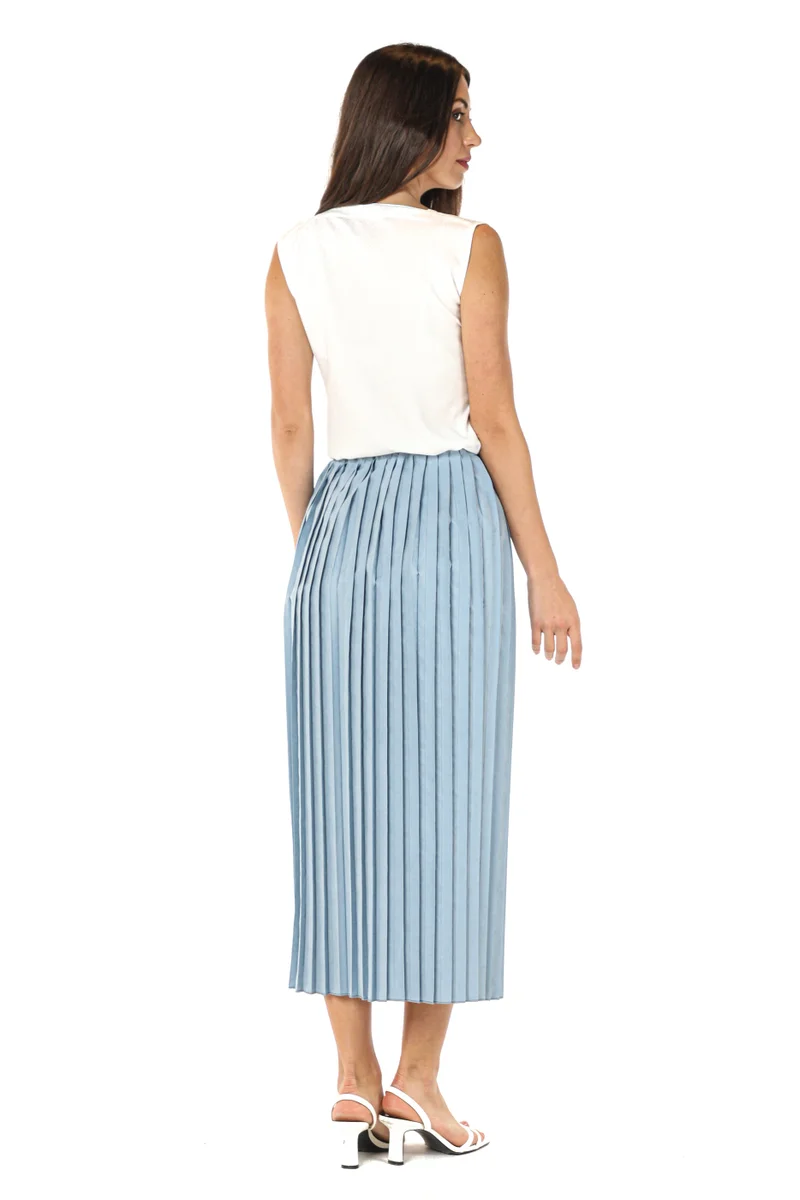 Moistreet  Pleated High Waist Midi Skirt for Women | Best Price UAE