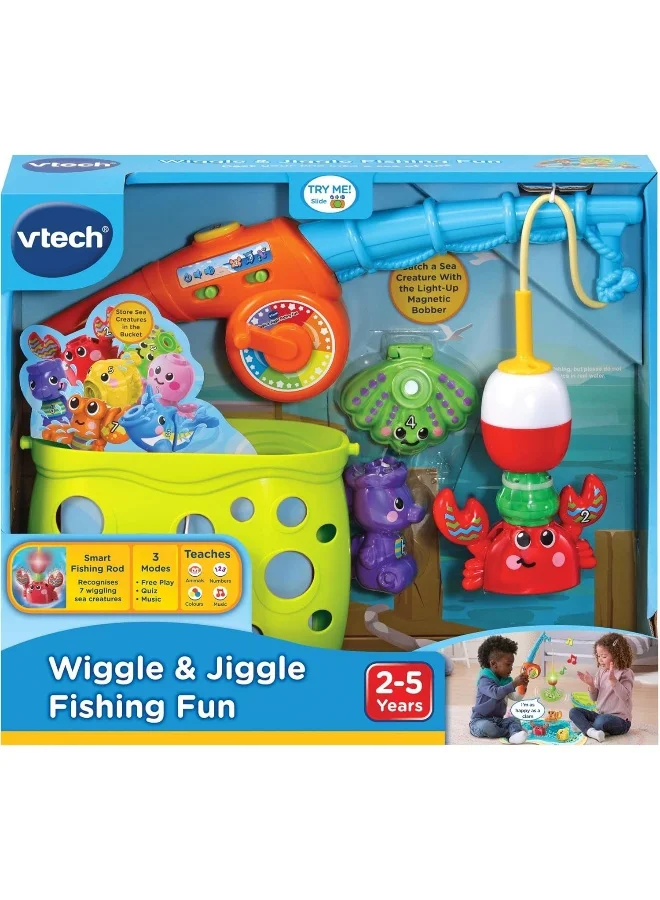 vtech VTech - Wiggle & Jiggle Fishing Fun | Smart Fishing Rod, 7 Sea Creatures | 3 Game Modes, Interactive Light-Up Bobber | Songs & Melodies, Toy for Kids